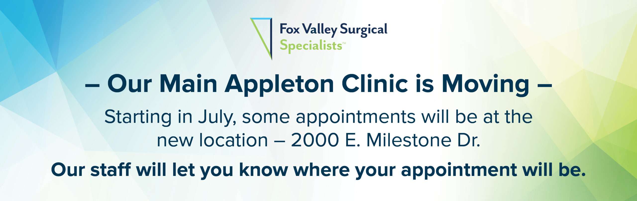 FVSS Main Appleton Clinic is Moving this Summer
